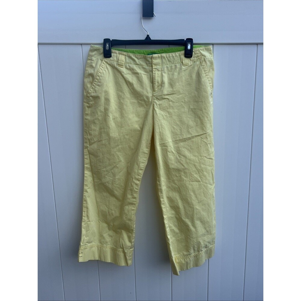 Lilly Pulitzer Pants Womens 10 Yellow Palm Beach Fit Wide Leg Cotton Capri 33x22